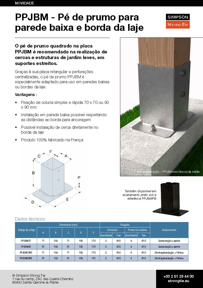 PPJBM - Pé de prumo para  parede baixa e borda da laje